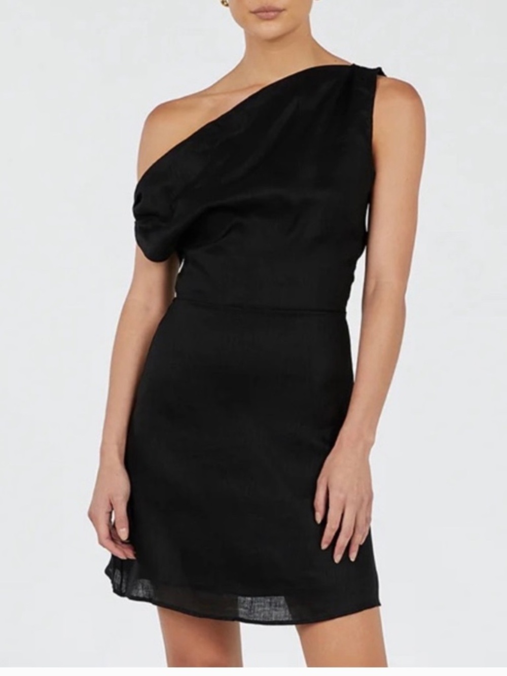 Dissh Cass asymmetrical black mini linen dress
